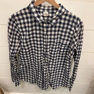 J. Crew Navy and White Checkered Casual Shirt